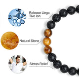 Hjemix | Tiger Eye Lava Rock Stone Armbånd