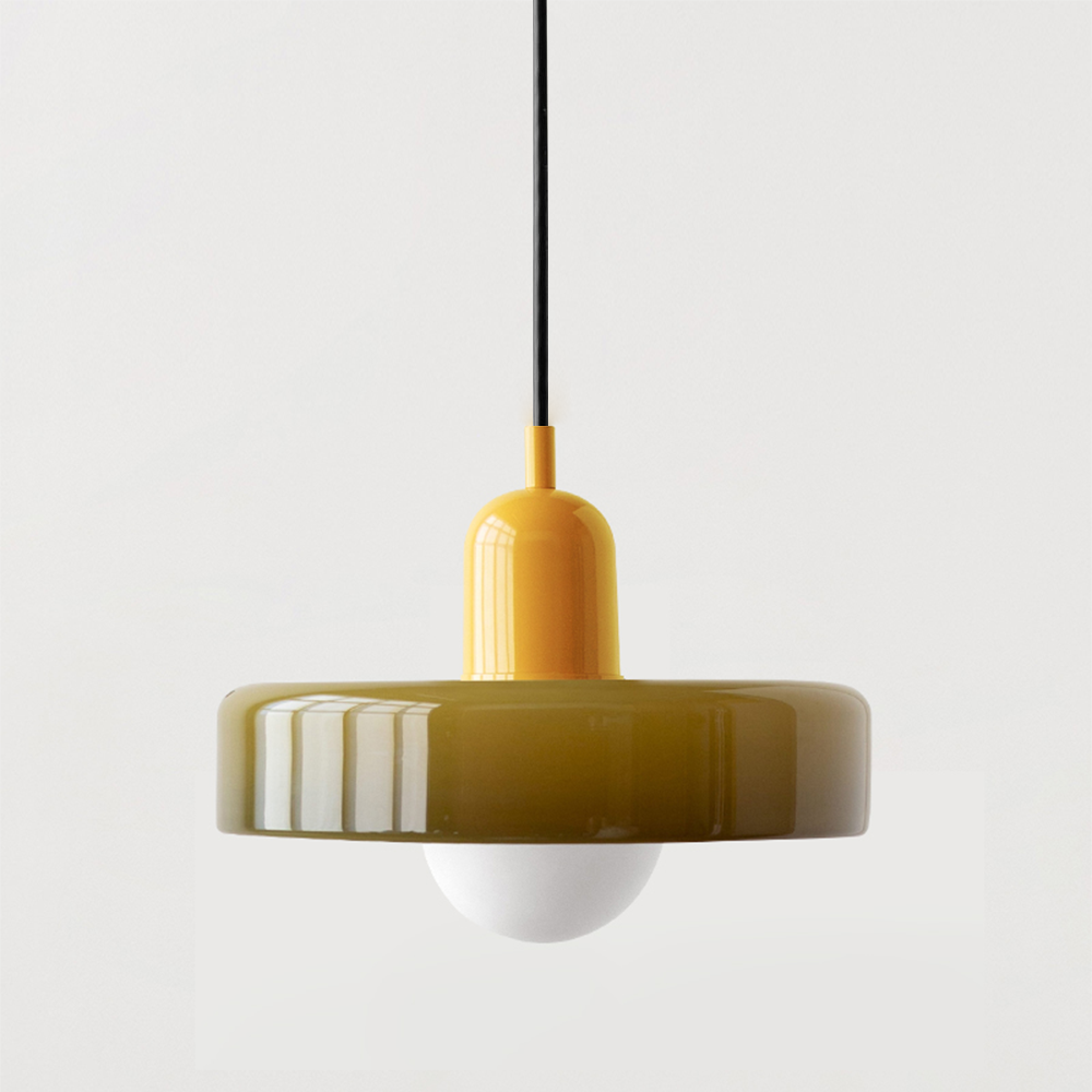Hjemix | Pendellampe laget av farget glass | Elegant hengelampe i Bauhaus-stil | Designlampe for stue og spisestue