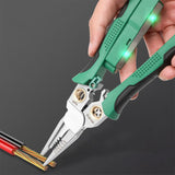 Hjemix | 8 i 1 Ledningsstripper Twister for Kutting og Trekking av Ledninger, Kabelsakser, Spenningsmåler Tenger, 12V til 250V Live