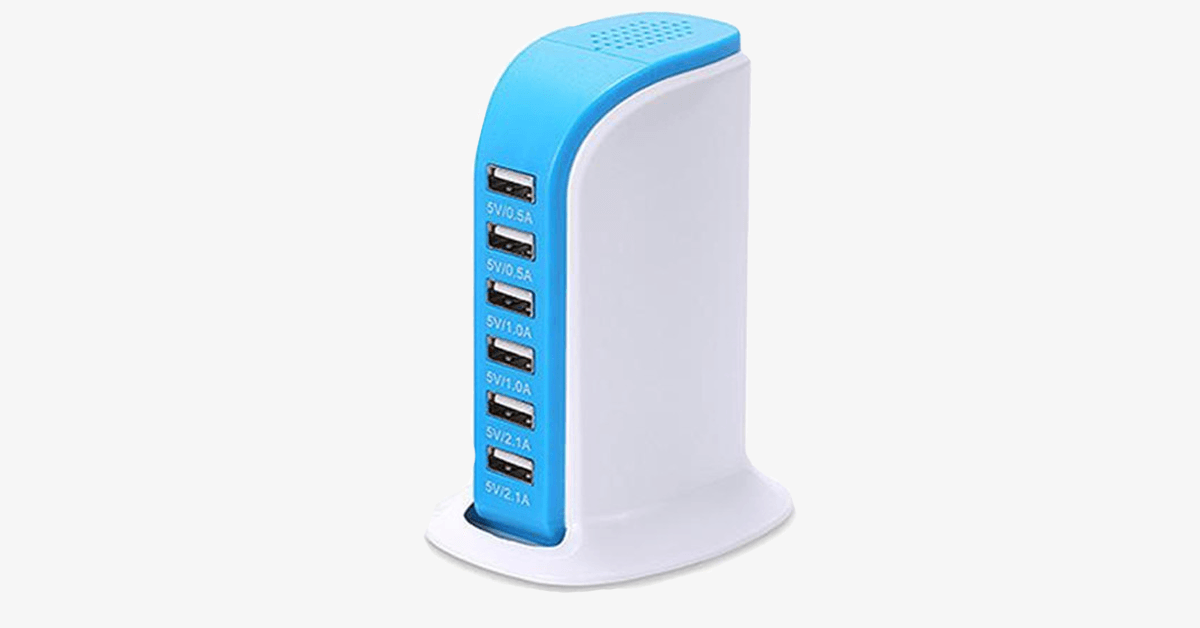 Hjemix | Bærbar USB-ladestasjon – Lader 6 enheter samtidig!