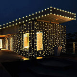 Hjemix | 600 LED 9.8 x 19.6 FT. LED gardinlys med 8 lysmoduser og minnefunksjon