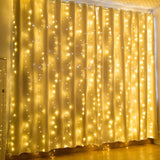 Hjemix | 600 LED 9.8 x 19.6 FT. LED gardinlys med 8 lysmoduser og minnefunksjon