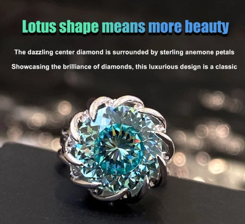 Hjemix | 6 Karat Paraiba Blågrønn Lotus Diamant Ring