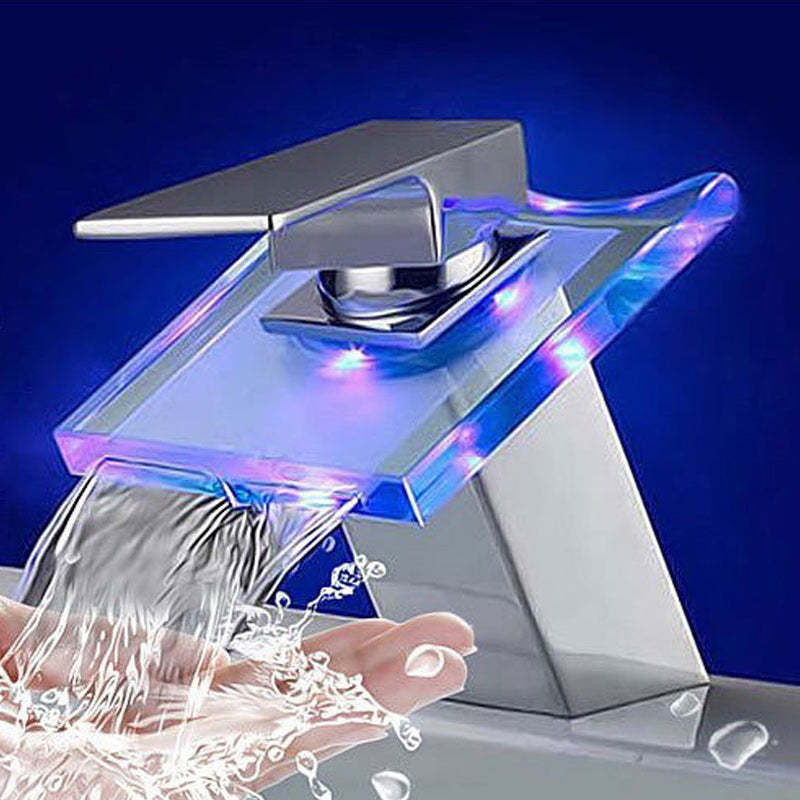 Hjemix | 1-Lever Vanity Blandet Krane 1-Hull Kobber Vask Krane med LED-Belysning