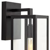 Hjemix | John Timberland Titan Moderne Utendørs Vegglampe, Svart Metall Med Klart Glasspanel