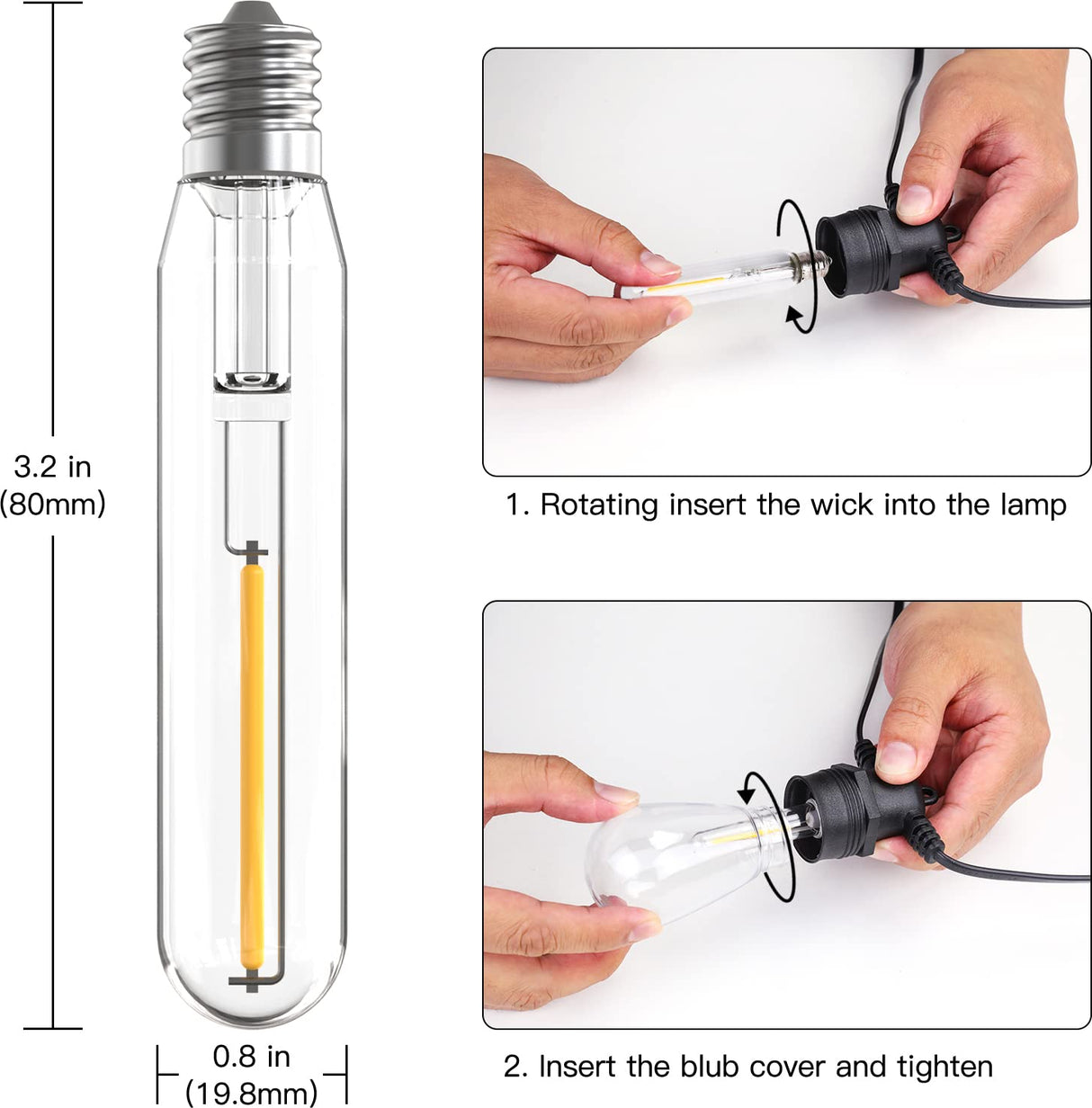 Hjemix | Festoon Lights Utendørs, 53FT/16M S14 Utendørs Hage LED Lyslenker, IP65 Vanntett Utendørs Lyslenker Hovedstrøm 2700K 15+1 (Erstatning) Lyspærer for Utendørs Terrasse Hage Bryllup Fest