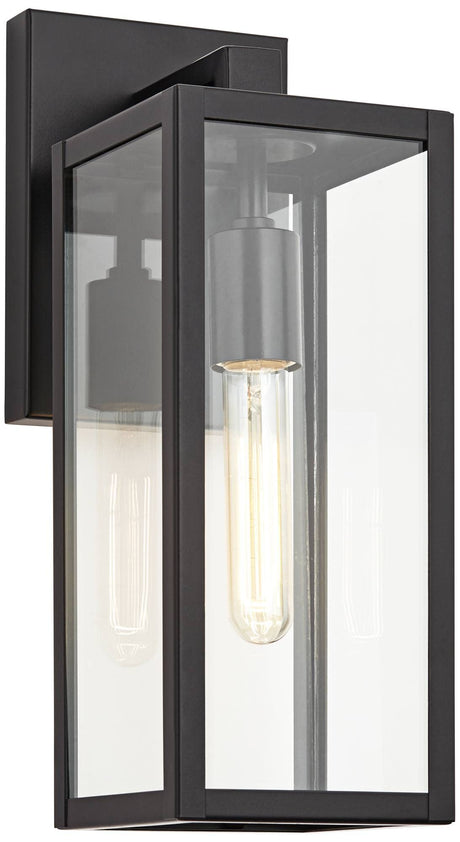 Hjemix | John Timberland Titan Moderne Utendørs Vegglampe, Svart Metall Med Klart Glasspanel