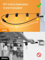 Hjemix | Festoon Lights Utendørs, 53FT/16M S14 Utendørs Hage LED Lyslenker, IP65 Vanntett Utendørs Lyslenker Hovedstrøm 2700K 15+1 (Erstatning) Lyspærer for Utendørs Terrasse Hage Bryllup Fest