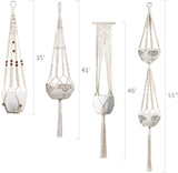Hjemix | 4-delt håndlaget Boho makramee planteholder sett