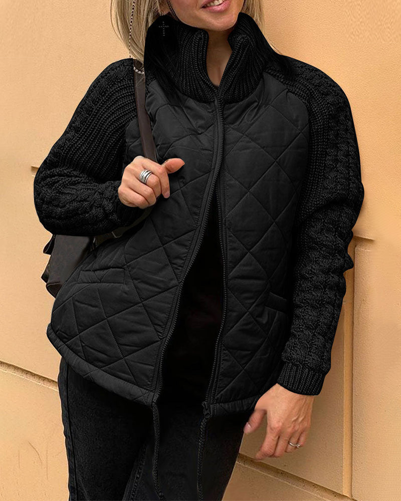 Hjemix | Solid Color Høy Krage Glidelås Kåpe