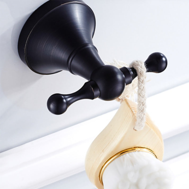 Hjemix | Metallbaderom sett 4-delt Tradisjonell stil Svart badeaccessoriesett