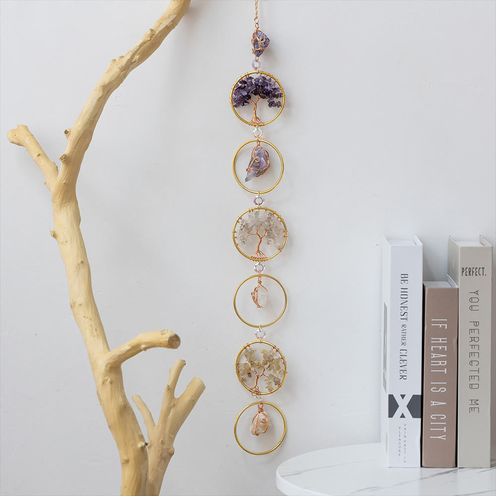 Hjemix | Krystall Livets Tre 6 Ringer Veggdekor Ornament