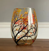 Norvo | Four Seasons Tree Vin Glass - Håndmalt Kunst