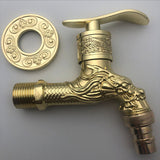 Hjemix | Vintage Classic Faucet Water Lock Single Handle Dragon Engraving Wall Mounted Faucet