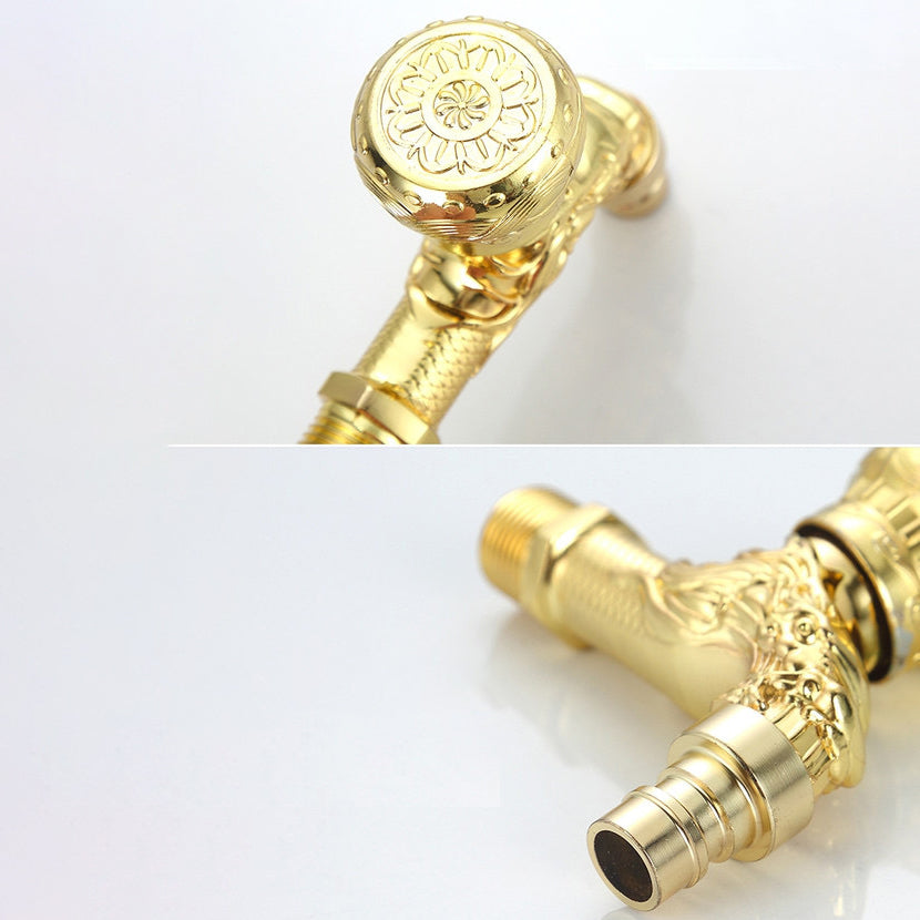 Hjemix | Vintage Classic Faucet Water Lock Single Handle Dragon Engraving Wall Mounted Faucet