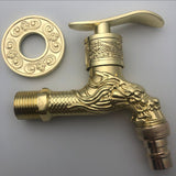 Hjemix | Vintage Classic Faucet Water Lock Single Handle Dragon Engraving Wall Mounted Faucet