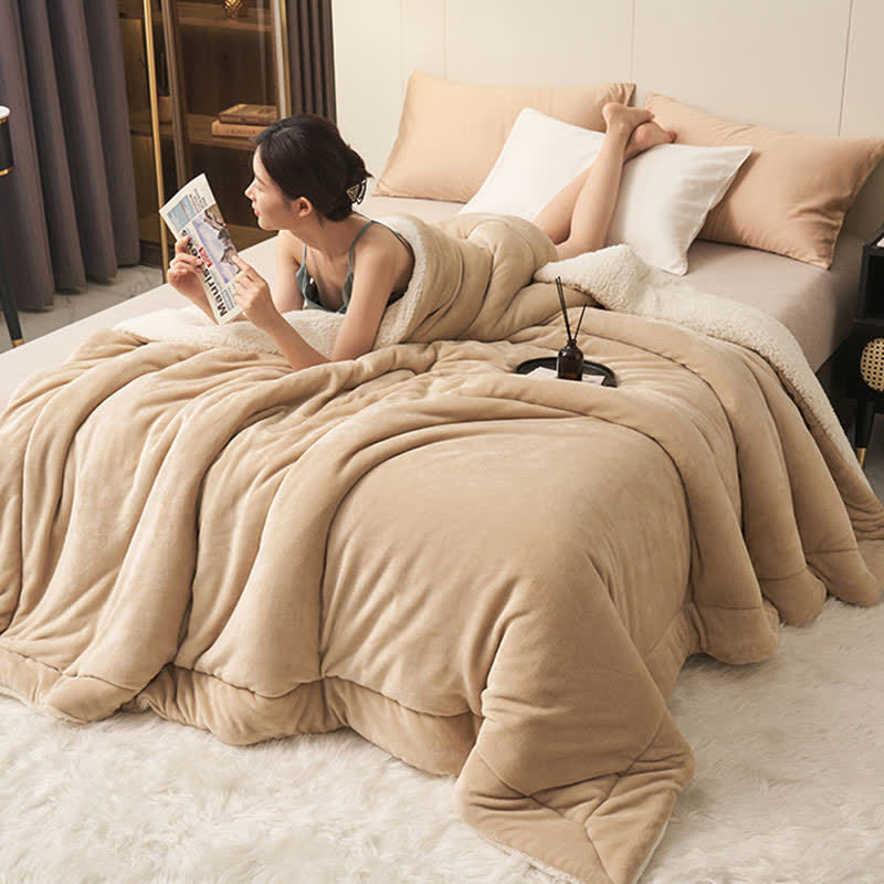 Hjemix | Solid tykk dobbelsidig fløyels kube teppe