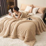 Hjemix | Solid tykk dobbelsidig fløyels kube teppe