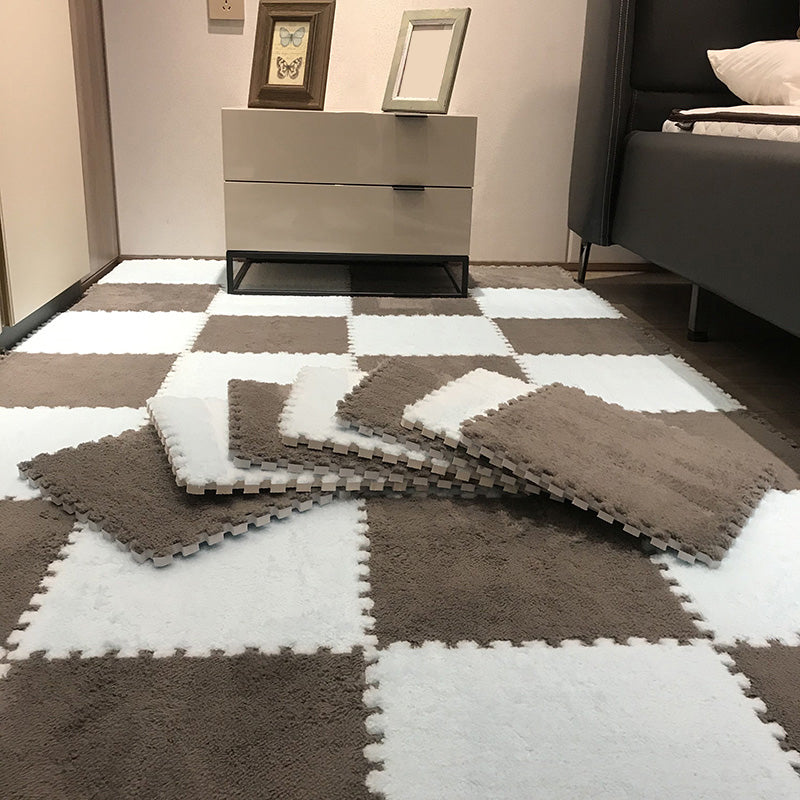 Hjemix | Fargefading Resistant Teppeflis Solid Color Interlocking Teppeflis