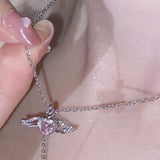 Hjemix | Pink Angel Wings Necklace