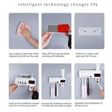 Hjemix | Smart UV Lys Sterilisator Tannbørsteholder, Veggmontert Tannkremdispenser