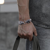 Hjemix | Viking Rustfritt Stål Dobbel Ulvehode Fenris Armbånd