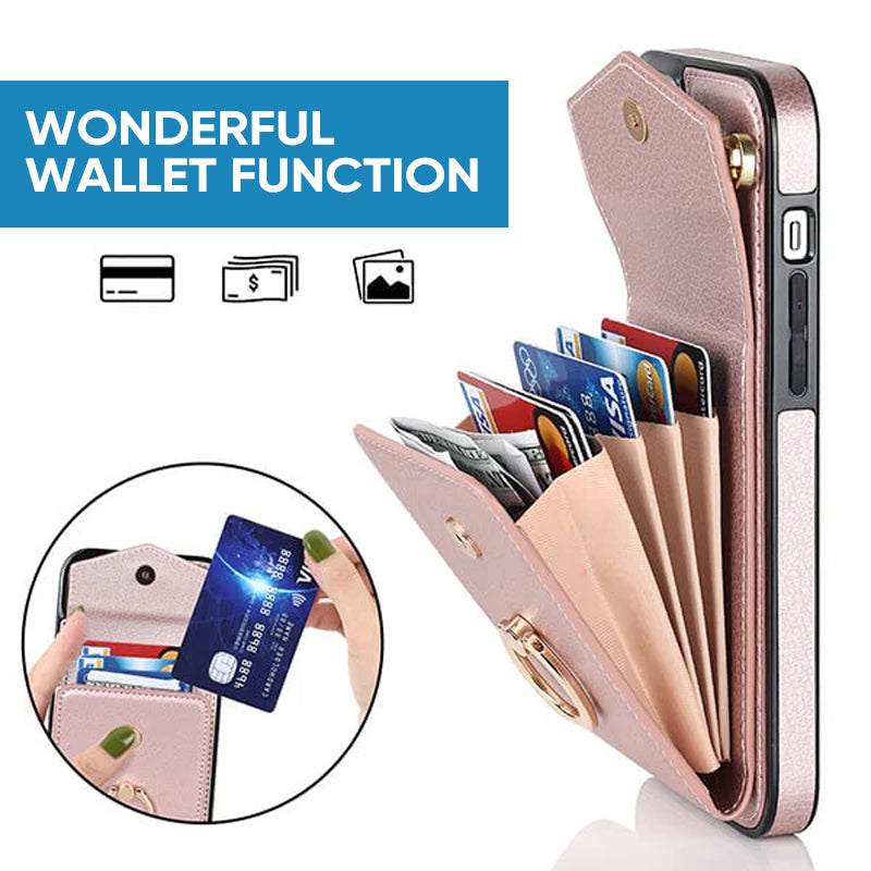 Hjemix | Læderlommebok med ring og snor for iPhone