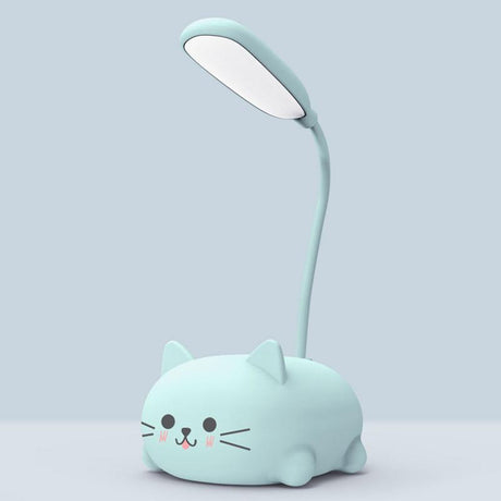 Hjemix | Mini Tegneserie Katt LED Øyevern Leselampe USB Oppladbar Skrivebordlampe