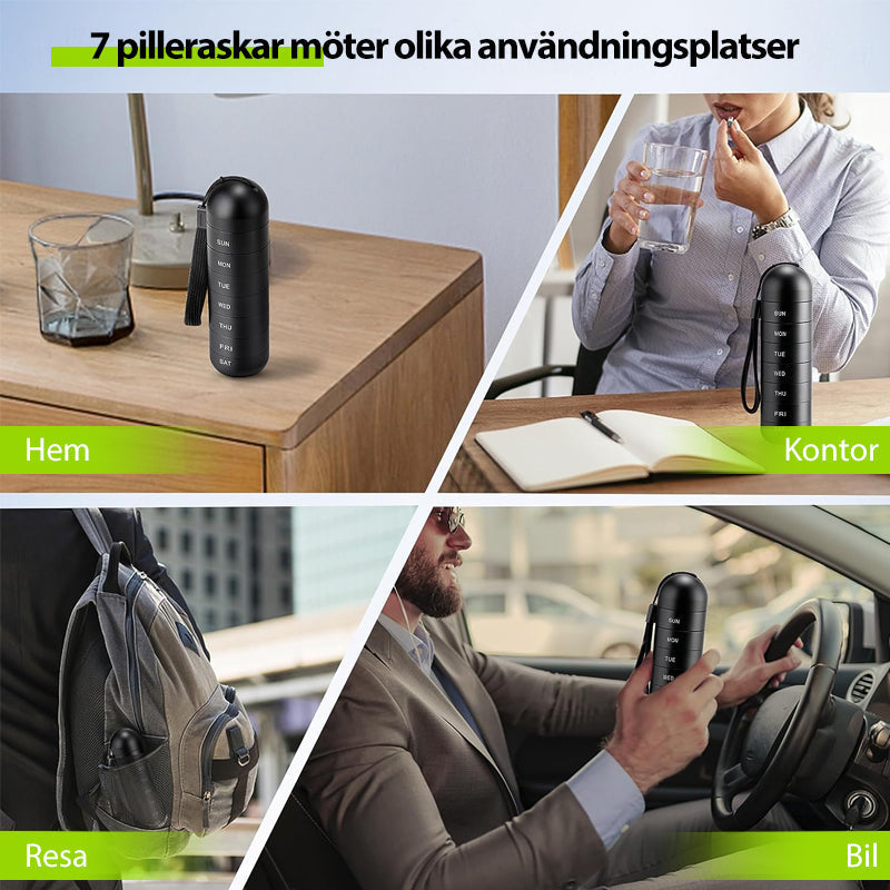 Hjemix | 7-dagers bærbar pilleorganisator for reise