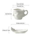 Hjemix | Metal Touching Face Creative Ceramic Kiss Kaffekopp, Kunstnerisk Vibe Krus & Tallerken Sett