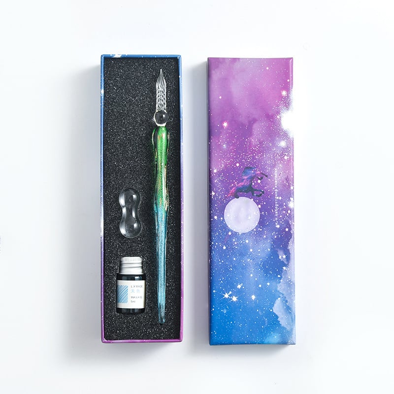 Hjemix | Kalligrafi Glass Dyp Penne Inks Sett