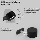 Hjemix | Vegglampe Oppladbar Trådløs 360°