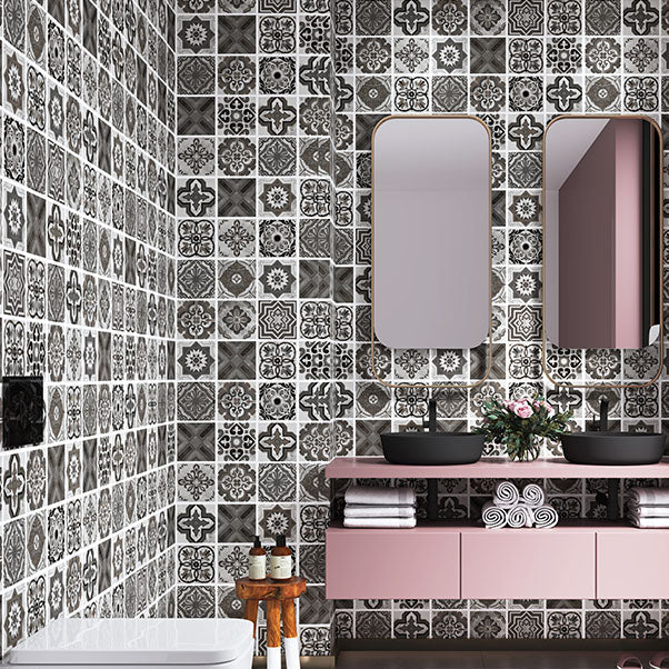 Hjemix | Multi-Tonal Stil Vinyl Plank Gulv Peel og Stick Porselen Flis Utseende PVC Gulv