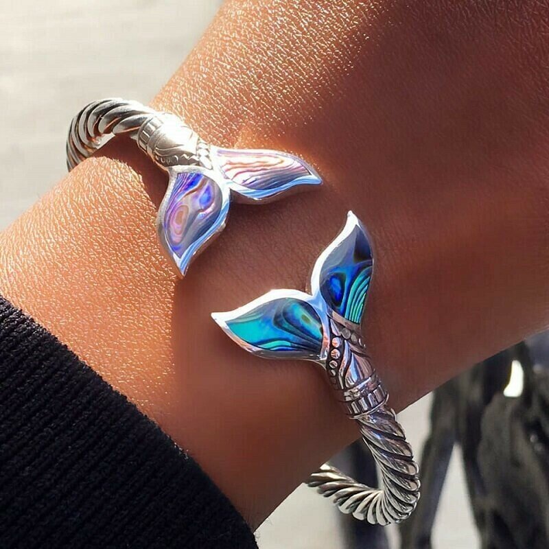 Hjemix | Abalone Shell Havfrue Hale SS Bangle Armbånd
