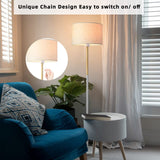 Hjemix | Lalisu Moderne Hvit Gulvlampe - Mid-Century Bondehusdesign Med Lin Skjerm For Stue