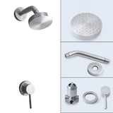 Hjemix | Rustfritt Stål Dusj Kombinasjon Rund Fast Dusjhode med Dusjarm