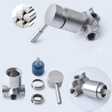 Hjemix | Rustfritt Stål Dusj Kombinasjon Rund Fast Dusjhode med Dusjarm