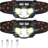 Hjemix | 2-Pakning Ultra-Lys LED Oppladbar Hodelykt Lommelykt Vanntett Og Bevegelsessensor