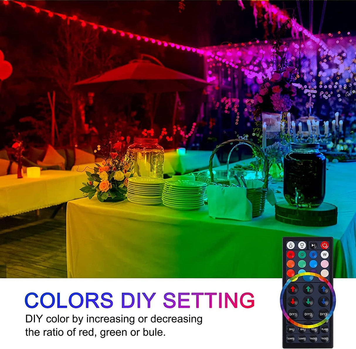 Hjemix | Monococo 25W Rgb Led Flomlys 4 Pakke, Vanntette Fargeendrende Lys Med Fjernkontroll