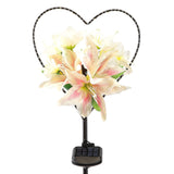 Hjemix | Starryfill Hjerteformet Solcellehagebelysning Med Hvite Lilje Blomster - 25 Led Varme Hvit