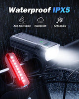 Hjemix | Victoper 8000 Lumens Sykkel Lys Sett, 8 Led Usb Oppladbare Foran & Bak Lys, Matt Svart