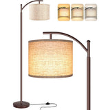 Hjemix | Gulvlampe med 3 fargetemperaturer LED-pære, gulvlampe høy industriell gulvlampe for lesing på soverom, kontor, hvit lampeskjerm inkludert