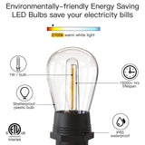 Hjemix | Festoon Lights Utendørs, 53FT/16M S14 Utendørs Hage LED Lyslenker, IP65 Vanntett Utendørs Lyslenker Hovedstrøm 2700K 15+1 (Erstatning) Lyspærer for Utendørs Terrasse Hage Bryllup Fest