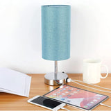 Hjemix | Lampe med USB-tilkobling Berøringskontroll Bordlampe for Soverom Tre 3-trinns dimbar Sengelampe med Rund Linestoffskjerm for Stue, Studenthybel, Hjemmekontor