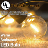 Hjemix | Abeja 25Ft Led Utendørs Lyskæde - G40 Globe, 25 Shatterproof Pærer, Vanntett Svart Ledning