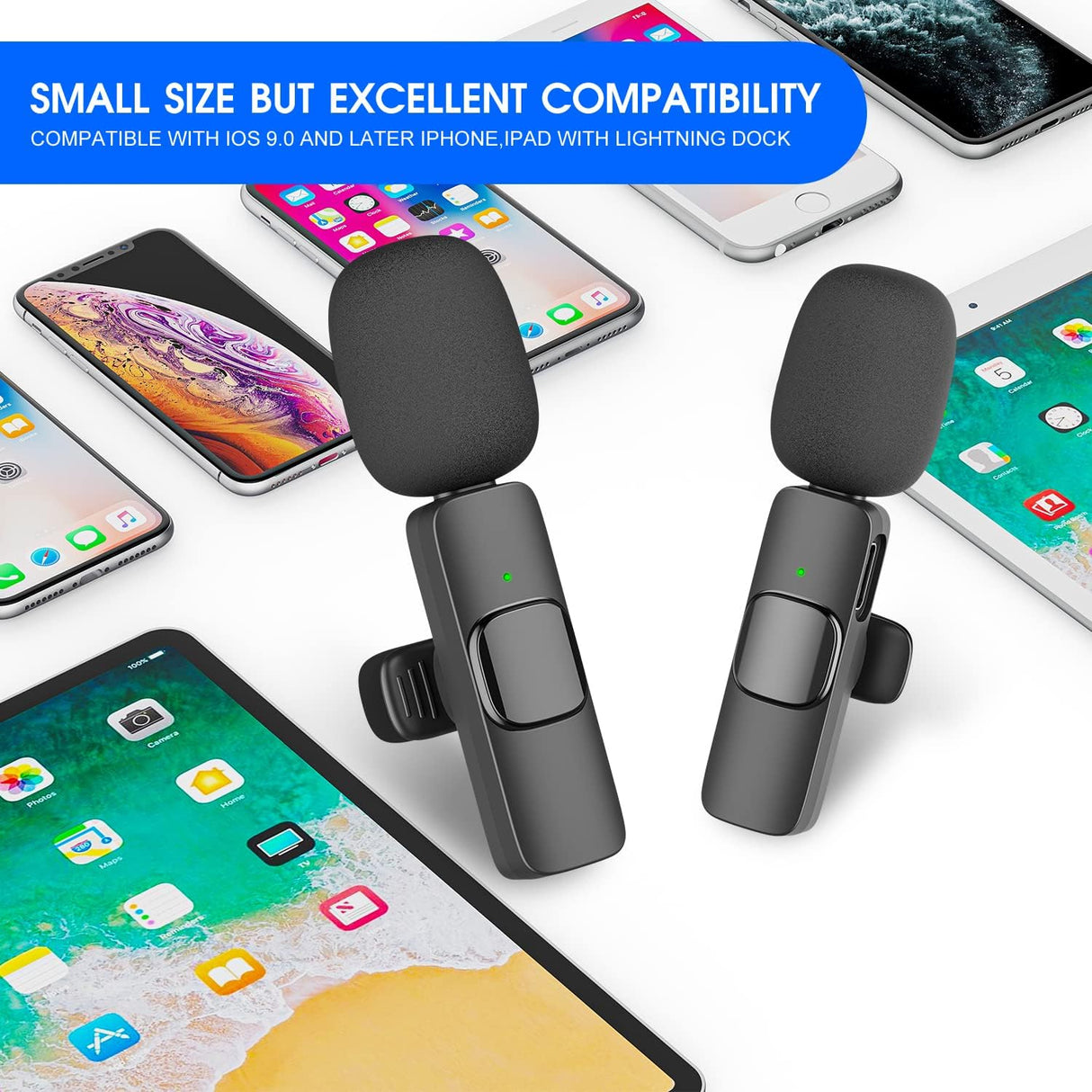 Hjemix | 2-Pack trådløs mikrofon for iPhone iPad