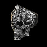 Hjemix | Sølv svart skull ring
