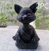 Hjemix | Lekker svart Buddha katt figur meditasjon yoga samleobjekt glad katt dekor hjem hagedekorasjon hageornament