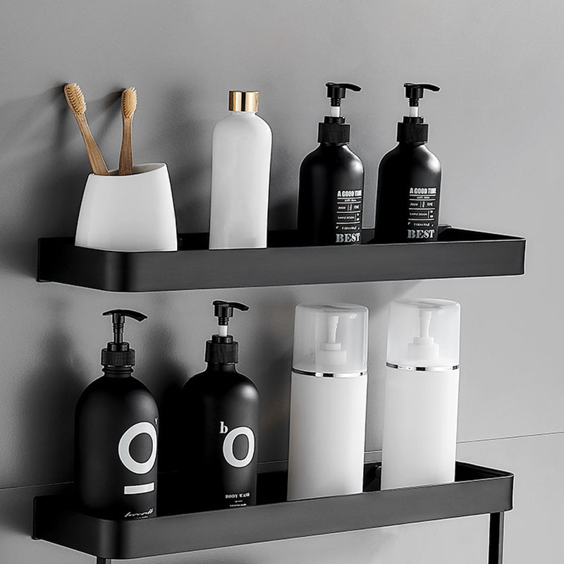 Hjemix | Matt svart badsett Moderne 1/2 - Stykke Rustfritt stål badhylde