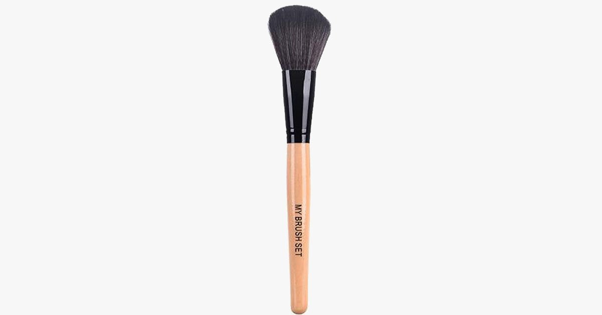 Hjemix | Pudder Makeupbørste - Laget av syntetiske fibre - Full og rund form - For løse og pressede pudderprodukter - Perfekt for foundations, rouge og bronzer